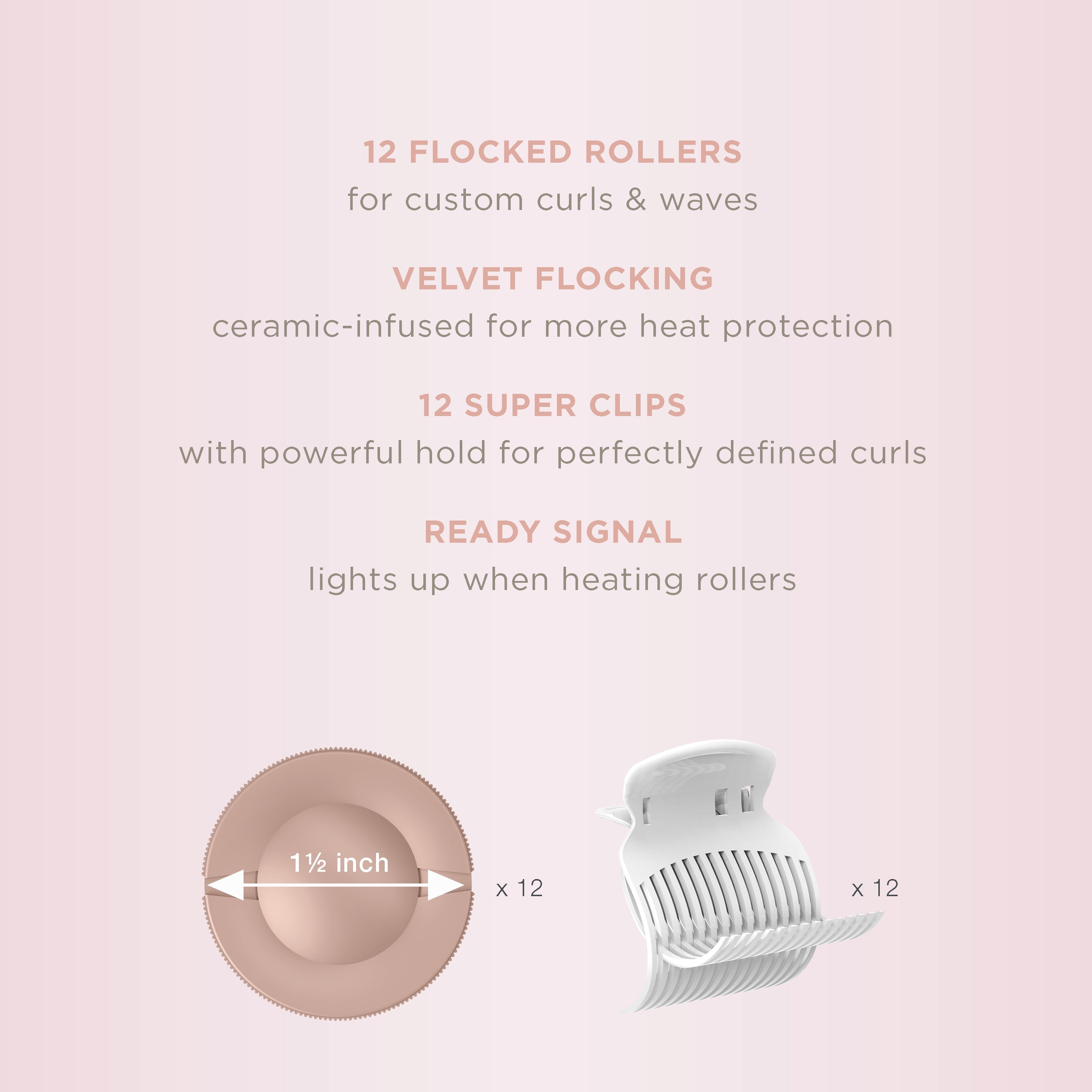 Conair Double Ceramic Volumizing Rollers, Jumbo & Super Jumbo Hot Rollers, 12 Pc