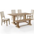 thumbnail image 1 of Pemberly Row 6-Piece Modern Wood Dining Set in Rustic Brown/Cream, 1 of 16