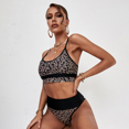 thumbnail image 3 of Women's High Waist Leopard Bikini Buckle Front Two Piece Cheetah Swimsuit，M, 3 of 5