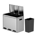 thumbnail image 3 of 2 x 4-Gallon Garbage Can for Kitchen, 2 Compartments for Recycling and Trash, Plastic Inner Buckets and Hinged Lids, Wide Stainless Steel Shape (15 + 15 for 30L Total), Silver, 3 of 7
