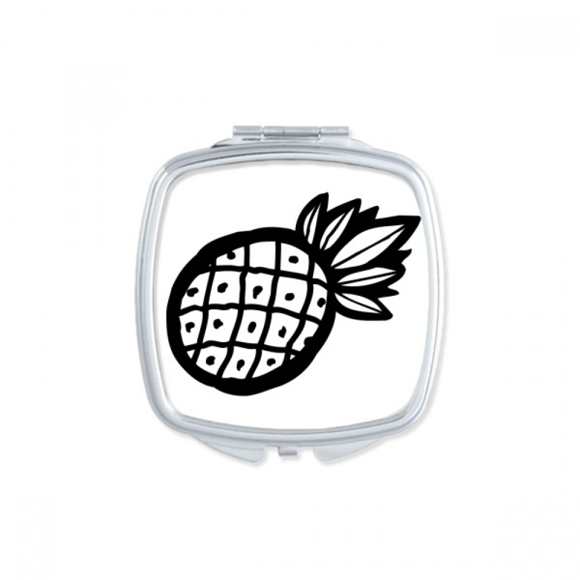 Black Pineapple Line Drawing Fruit Square Mirror Portable Compact Pocket Makeup Double Sided Glass