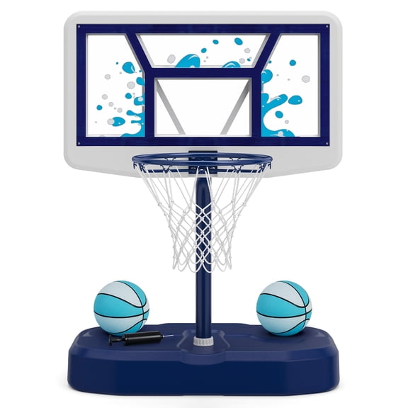 Costway Système de But de Basketball pour Extérieur au Bord de la Piscine avec Panneau Arrière en PC Incassable de 42 Pouces Bleu Marine