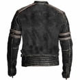 thumbnail image 2 of Distressed Leather Motorcycle Jacket Vintage Motorcycle Jacket Leather Riding Jackets Mens Black Leather Biker Jacket Best Motorcycle Jacket size XXXL, 2 of 4