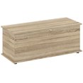 thumbnail image 1 of HOMCOM Lift Top Storage Chest with 2 Safety Hinges, Flip-Top Lid, Oak, 1 of 10