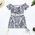 thumbnail image 5 of CEHVOM Three-piece Strappy Swimsuit With One-word Shoulder Strap And Chest Pad Without Underwire Leopard Print, 5 of 5