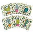 thumbnail image 1 of Inkdotpot Ensemble de 6 sous-Verres à Boisson Faciles à Nettoyer Base en Liège Carrée de 4 Pouces - Réutilisable - Cactus, 1 of 8