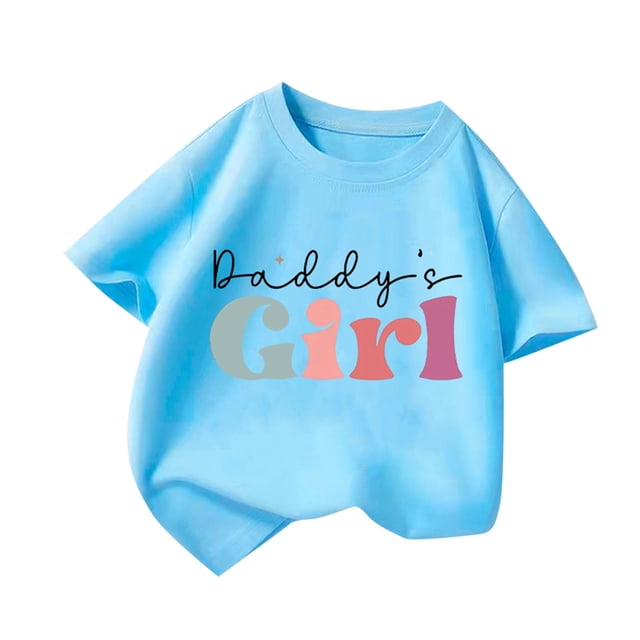 Économies d'Été! SROBPTY Garçons Filles T-Shirts à Manches Courtes Hauts, Été Garçons et T-Shirt à Col Rond à Manches Courtes pour Enfants Moyens et Grands Robe d'Été Décontractée à Demi-Manches Bleu, 6 Ans