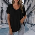thumbnail image 2 of Yubnlvae T-Shirt Décontracté à Poche à Manches Courtes pour Femmes, T-Shirt Décontracté à la Mode pour Femmes Uni avec Poche, Liquidation! Uni, Col Rond, Noir, G, 2 of 4