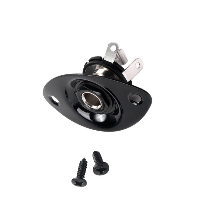 Oval 1/4" 6.35mm Electric Guitar Upgrade Parts Ukulele Output Input Jack Plug Socket black