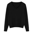 thumbnail image 4 of BLVB Chandails Chauds pour Femmes Col en V Classique Doux Chandail Confortable Ample Décontracté Manches Longues Automne Hiver, 4 of 5