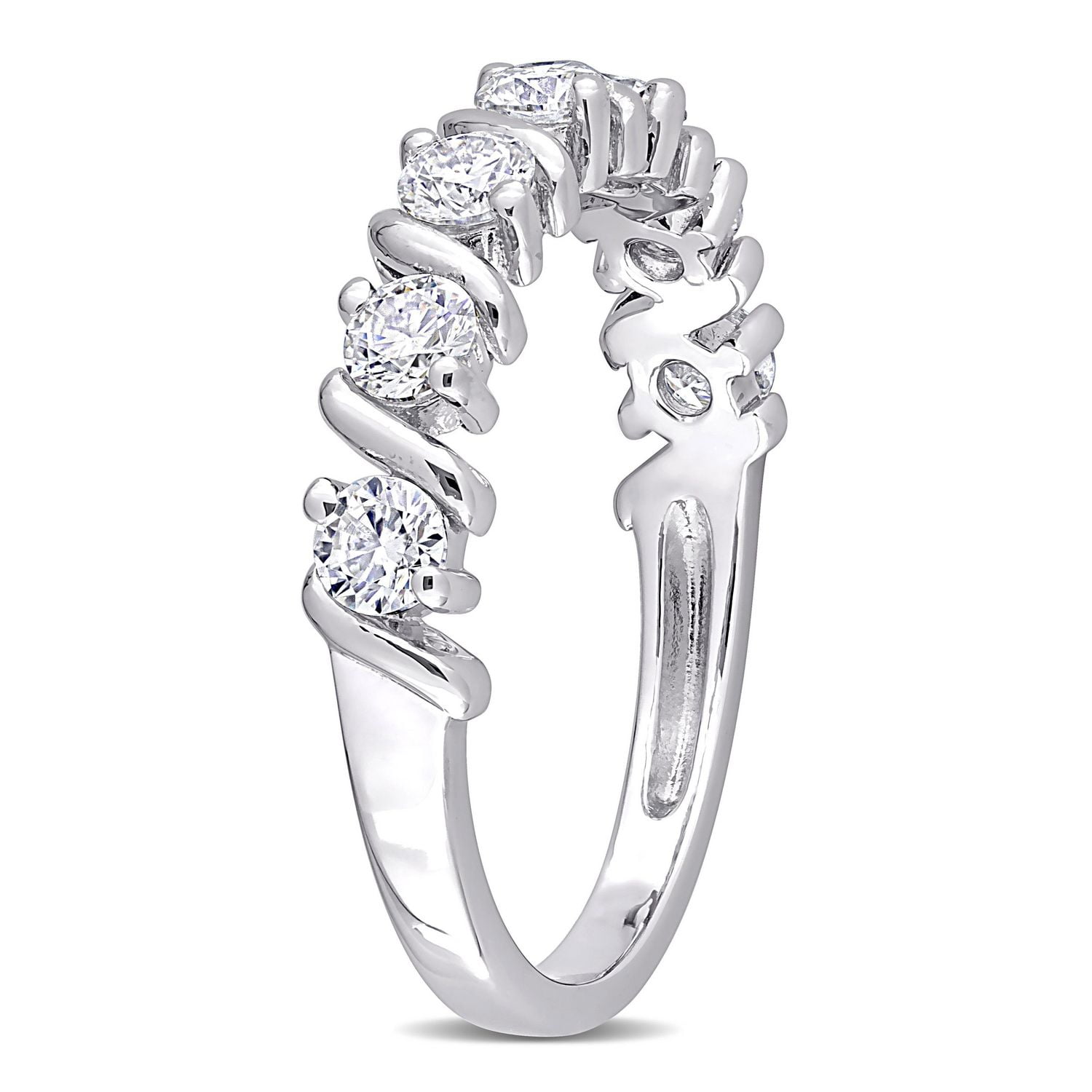 Miabella Bague semi-éternité vague en argent sterling avec moissanite 3/4 carat p.g.t.