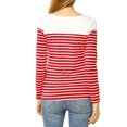 thumbnail image 3 of INSPIRE CHIC Blouse pour Femme à Rayures à Blocs de Couleur à Manches Longues T-Shirt Décontracté m Rouge-Blanc, 3 of 8