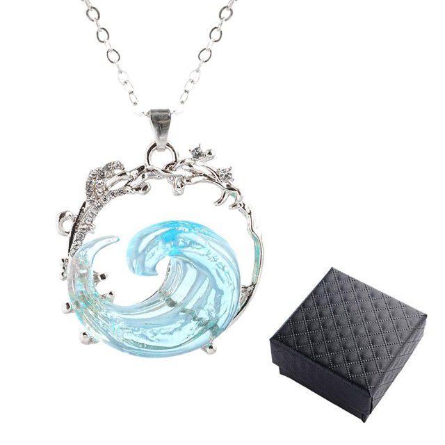 Ocean's Oath Jewelry Set, Boho Blue Ocean Wave Necklace Earring RingsZ4Y6