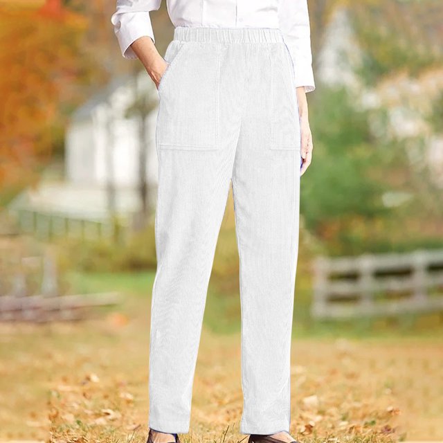 SDNall Pantalon en Velours Côtelé à Poches Solides pour Femmes