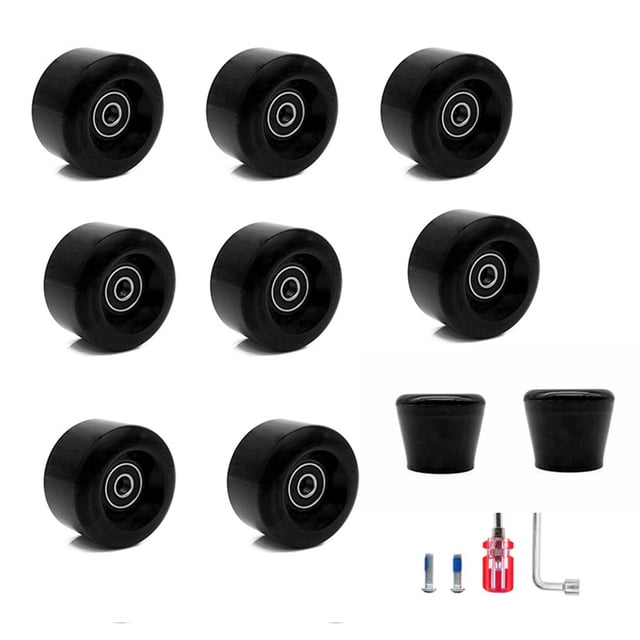 8 Pcs Roue de Skate Planche à Roulettes Pièce Accessoires de Sport en Ligne Remplacement Ferrures Patins à Roulettes à Grande Vitesse Roues Composant Modifié Noir
