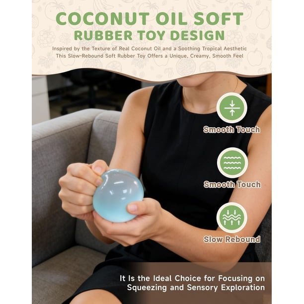 Boule Anti-stress Sable Sous Vide à L’huile De Coco – Squishy Extensible, Lent Retour, 6 Couleurs