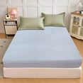 thumbnail image 4 of Cagogo Fitted Sheet, Lightweight Breathable Polyester Fabric, Deep Pocket Elastic Bed Sheet, Soft Washable Wrinkle Resistant Fitted Mattress Cover for Bed and Sofa, Solid Color Checkered Pattern, 4 of 6