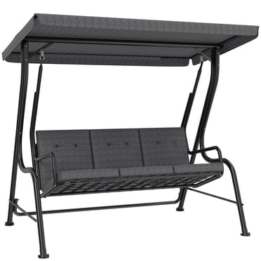 Outsunny Outdoor 3-person Metal Porch Swing Chair with Canopy Grey
