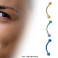 thumbnail image 1 of Anodized Titanium 16 Gauge Curved Eyebrow Ring with 3mm Ball Beads, 1 of 1