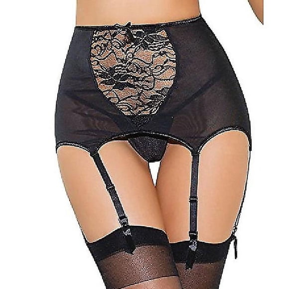 Porte-jarretelles Taille Haute en Dentelle Aguichant pour Femmes, Bretelles Ajustables avec String, Ceinture à Bretelles, Convient comme Cadeau, Jeu de Rôle, Nuisettes, Noir