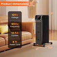 thumbnail image 3 of Costway 1500W Oil Filled Radiator Heater with Remote Control 3 Modes 24H Timer Indoor Black, 3 of 10