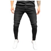 FYEGRE Pantalons denim pour hommes d'affaires occasionnels Jeans denim hommes pour style de rue et travail quotidien porter confort avec Classic Wash Design Black L