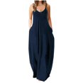 thumbnail image 1 of Robe Maxi d'Été pour Femmes Décontractée Bohème Longue Robe Sans Manches à Bretelles Smockée à Volants Longue Plage Soleil Robes, 1 of 4