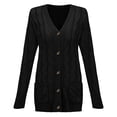 thumbnail image 5 of Kcodviy Sweaters Womens Open Sleeve Long Winter Coat Down Knit Boho Long Patchwork Knit Long Sweater Coat Cardigan Pockets Front Womens Long Sweaters for Winter Sweater, 5 of 5