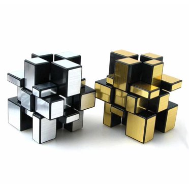 Mirror Speed Cube Puzzle 3x3x3 Gold and Silver Mirror Magic Cube Irregular Speedcubing Set 2 Pack