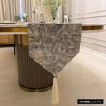 thumbnail image 3 of The HomeCentric Designer Silver Table Runner 4 Seater Table Runner (14 x 48 inch), Foil, Textured, Tassel, Jacquard fabric Table Linen, Abstract Pattern Modern Style - Silvery Stardust, 3 of 10