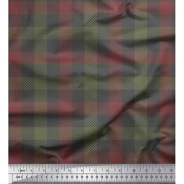 Soimoi Gray Heavy Canvas Fabric Check Check Decor Fabric Printed Yard 58 Inch Wide