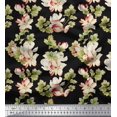 thumbnail image 1 of Soimoi Polyester Crepe Fabric Leaves & Magnolia Floral Printed Craft Fabric by The Yard 42 Inch Wide, 1 of 5