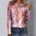 thumbnail image 2 of CEHVOM Femmes Dames Col Rond Hauts Amples T-Shirts Décontractés à Imprimé Blouse à Manches Longues Liquidation, 2 of 5