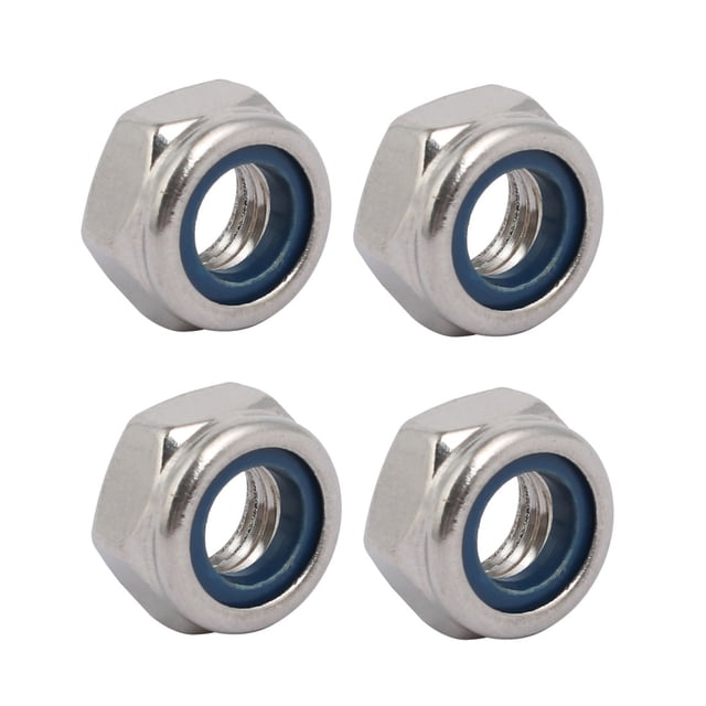 Unique Bargains 4 Pcs Écrous de Verrouillage à Gauche en Acier Inoxydable 304 Filetage Métrique M10 x 1.5mm