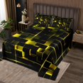 thumbnail image 1 of YST Geometric Neon Square Quilt Set, Stereoscopic Geometry Bedspread Set King Size Yellow Black Neon Lights Coverlet Set Modern Abstract Grid Bed Set For Kids Teens Adult Women Bedroom, 1 of 3