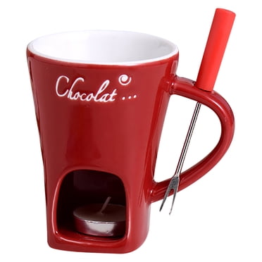 Casserole à Fondue au Chocolat en Céramique avec Chauffe-Bougie, Design Vintage pour Fromage, Desserts Ou Fêtes
