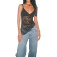 thumbnail image 1 of Fortune Camisole en Dentelle Florale pour Femme, Transparente, Courte, Sans Manches, Coupe Ajustée, 1 of 7