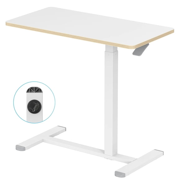 C Shape Mobile Overbed Table, Height Adjustable Sofa Side Table with Hidden Wheels, Portable Laptop Desk for Hospital Home Office