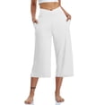 thumbnail image 2 of Jsaierl Womens Capris with Pockets Elastic High Waisted Capris Wide Leg Loose Comfy Capri Pants Plus Size Solid Color Straight Leg Capris, 2 of 7