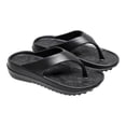 thumbnail image 1 of Flip Flops for Women Micro Wedge Pattern Insole Thick Sole Non Slip Solid Color Beach Bathroom Outdoor Indoor EVA Slides Slippers Black, 1 of 4