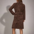 thumbnail image 4 of Womens Plush Fleece Robe Knee Length Cozy Fuzzy Bathrobe with Belt Shawl Collar Warm Soft Towel Robes Brown, L, 4 of 5