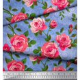 thumbnail image 2 of Soimoi polyester Crepe Fabric Leaves & Rose Flower Print Fabric by the Yard 52 Inch Wide, 2 of 3