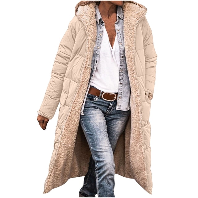 Manteau Long en Coton Réversible pour Femmes, d'Hiver, Décontracté, Ample, Mode, à Poches Colorées, à Fermeture Éclair