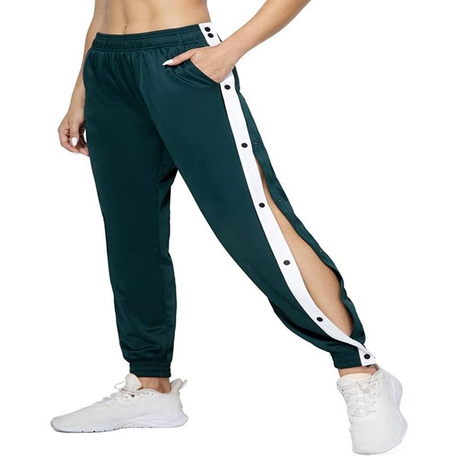 Women Sweatpants Side Split Snap Button Joggers Tear-Away Workout Pants