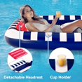 thumbnail image 4 of FANNGYX Inflatable Pool Lounger, 80" x 66" Large Floating Tanning Raft with Pillow, Water Spray Mat Included, Durable Outdoor Float for Adults, Blue LG618-208, 4 of 7