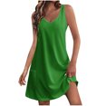 thumbnail image 1 of Timegard Robes pour Femmes Col en V Été Décontracté Robes T-Shirt Sortie de Plage Robe Débardeur avec Poches, 1 of 5