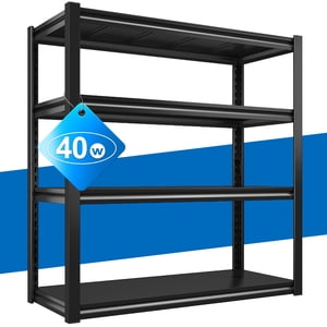 Exenoray 4-Tier Unité de rayonnage en métal pour garage, 1600lbs Capacité, rack de rangement réglable pour outils, 19"D x 40"W x 57"H Noir