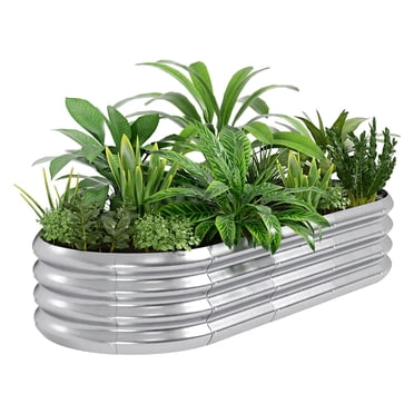 NEX Jardinière Surélevée Galvanisée d'Extérieur Ovale Grand Bac Métallique Surélevé Légumes Fleurs Fruits Abreuvoir Cheval
