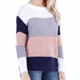 thumbnail image 1 of Chandails Légers à Enfiler pour Femmes Mode pour Femmes Manches Col Rond Agencement de Couleurs Hauts Amples Blouse Chandail Tricoté S-207 Rose-A TTG, 1 of 5