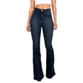 thumbnail image 2 of XZNGL Womens High Waist Pocket Wide Leg Jeans Flared Skinny Button Trousers, 2 of 4
